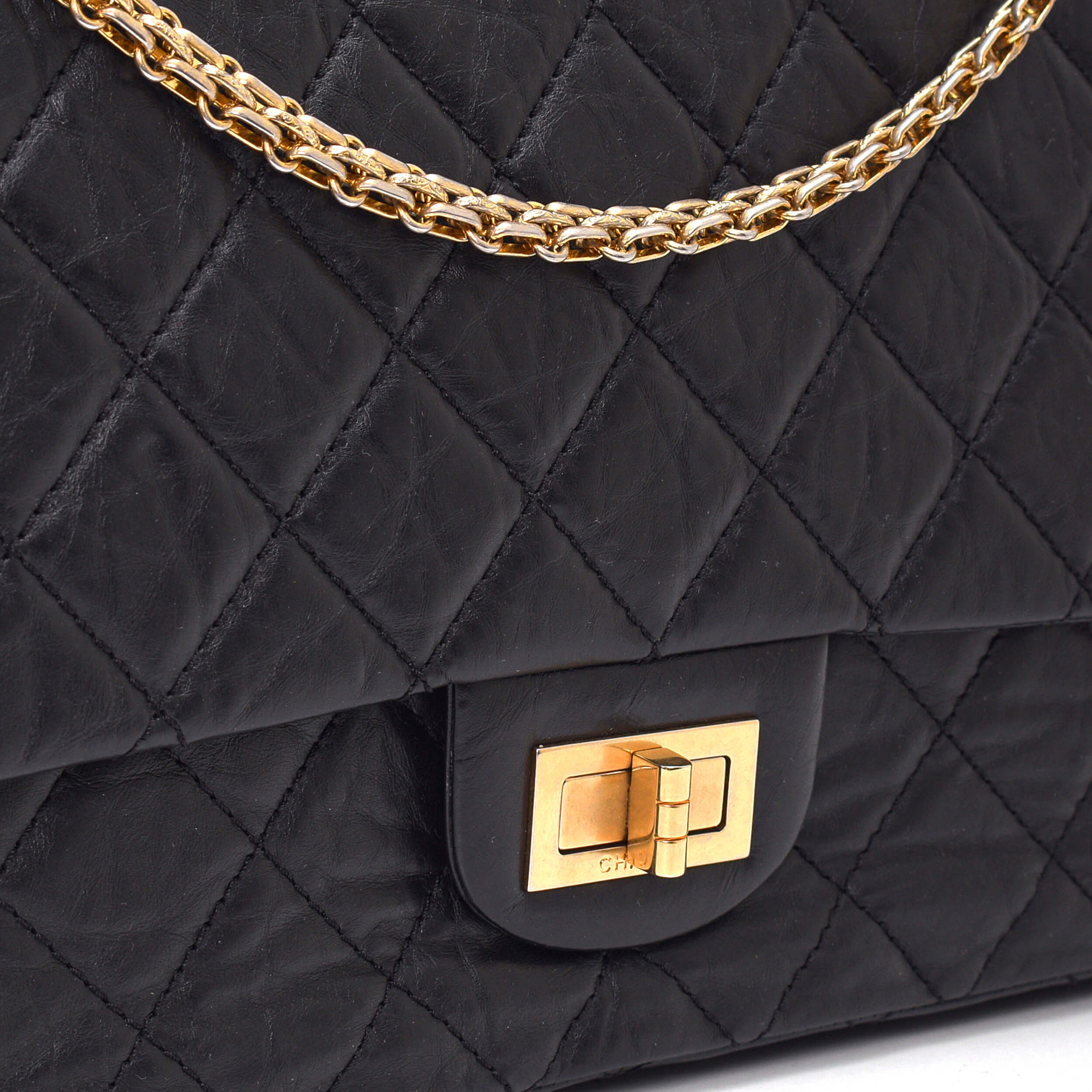 Chanel - Black Quilted Distressed Leather Reissue Dou Bag 